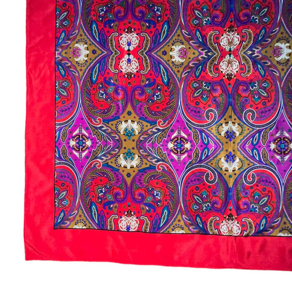 Christian Dior Vintage Paisley Pattern Scarf Multicolor Luxury 100% Silk - Picture 5 of 16